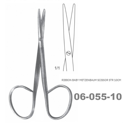 [NS] 리본 베비 메젠바움 가위 06-055-10 Ribbon Baby Metzenbaum Scissors STR 10cm (직선)