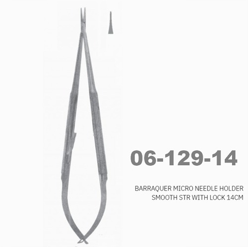 [NS] 바라큐어 안과 지침기(라운드핸들) 06-129-14 Barraquer Micro Needle Holder Smooth STR with Lock 14cm