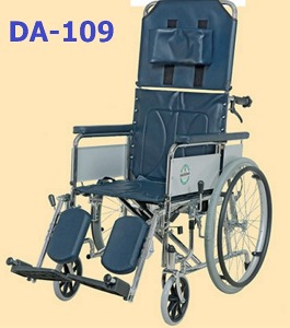 [디에스아이] 스틸 침대형 휠체어 DA-109A,DA-109B (등받이각도조절,팔받이착탈,발판스윙/착탈/높이조절,통고무바퀴)  28.4Kg