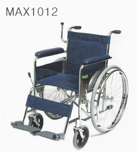 [메디타운] 스틸 휠체어 MAX1012 (스틸재질,통고무바퀴,링겔꽂이집) 18Kg