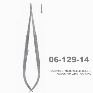 [NS] 바라큐어 안과 지침기(라운드핸들) 06-129-14 Barraquer Micro Needle Holder Smooth STR with Lock 14cm