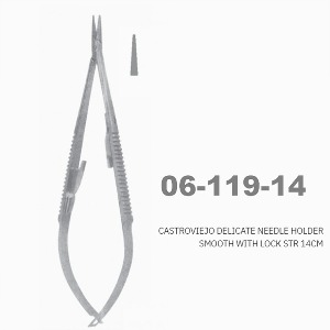 [NS] 카스트로비에조 안과 지침기 06-119-14 (섬세함) Castroviejo Delicate Needle Holder Smooth with Lock STR 14cm (직선)