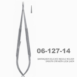 [NS] 바라큐어 안과 지침기 06-127-14 (섬세함) Barraquer Delicate Needle Holder Smooth STR with Lock 14cm (직선)