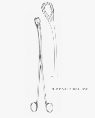 [NS]  켈리 태반 겸자 03-077-32 (톱니형 링 턱) Kelly Placenta Forcep Serrated Ring Jaws 32cm