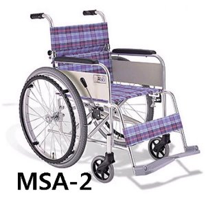 [미키코리아] 알루미늄 휠체어 MSA-2,MSA-2D 체크무늬색상,등판꺽기기능,보호자브레이크(옵션) 국내제조 경량형 12Kg