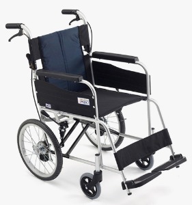 [미키코리아메디칼] 알루미늄 보호자형 휠체어 USG-2 (안전벨트포함,통타이어,보호자브레이크,16인치지름 작은뒷바퀴,중량10.7Kg)