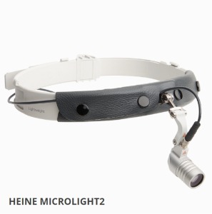 [독일 하이네] 병원용 LED 헤드라이트 MicroLight 2 (헤어밴드형,mPack mini+플러그 플랜스포머,조도5만5천,5만시간)