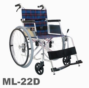 [미키코리아]  알루미늄 휠체어 ML-22D 보호자브레이크,좁은실내이동 [장애인보조기기] 경량 11Kg