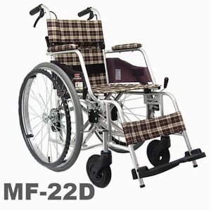 [미키코리아] 알루미늄 휠체어 MF-22D 보호자브레이크, 좁은실내이동가능 [장애인보조기기] 12Kg